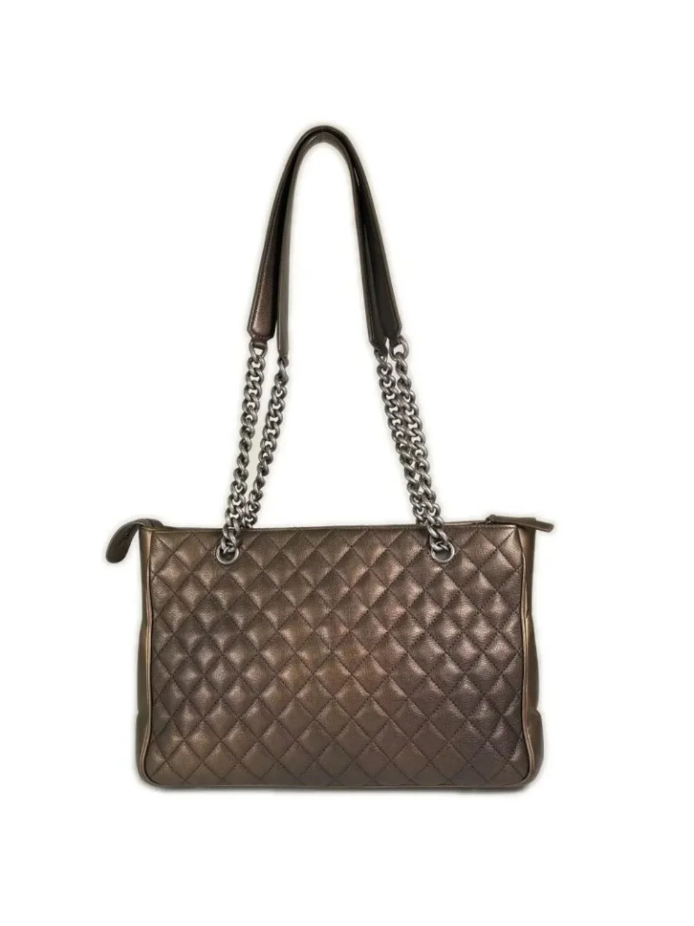 Chanel Quilted Tote Caviar Leather Brown Silver - Picture 2 of 14